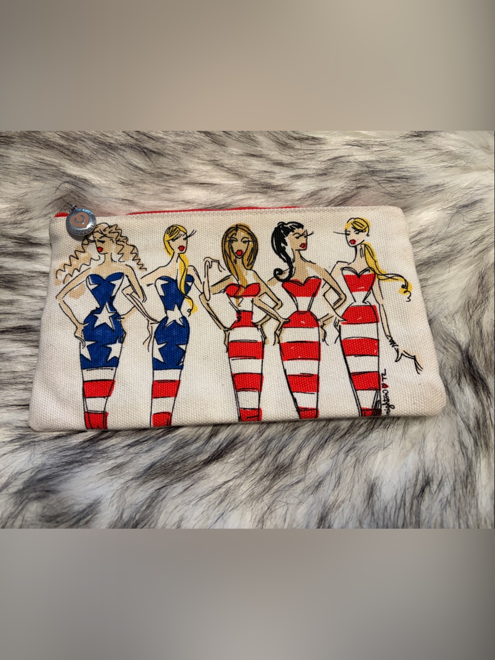Brighton Patriotic Stripe Cosmetic Pouch - White Red Blue